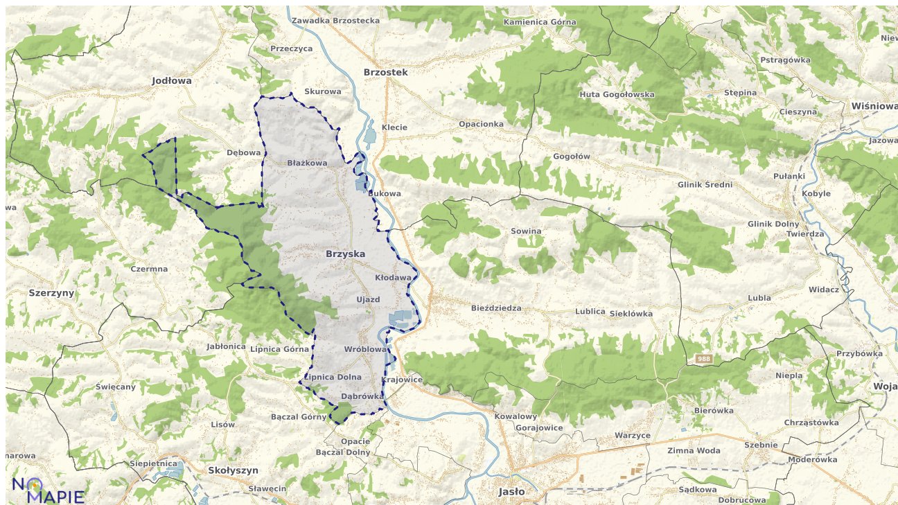 Mapa obszarów ochrony przyrody Brzysk